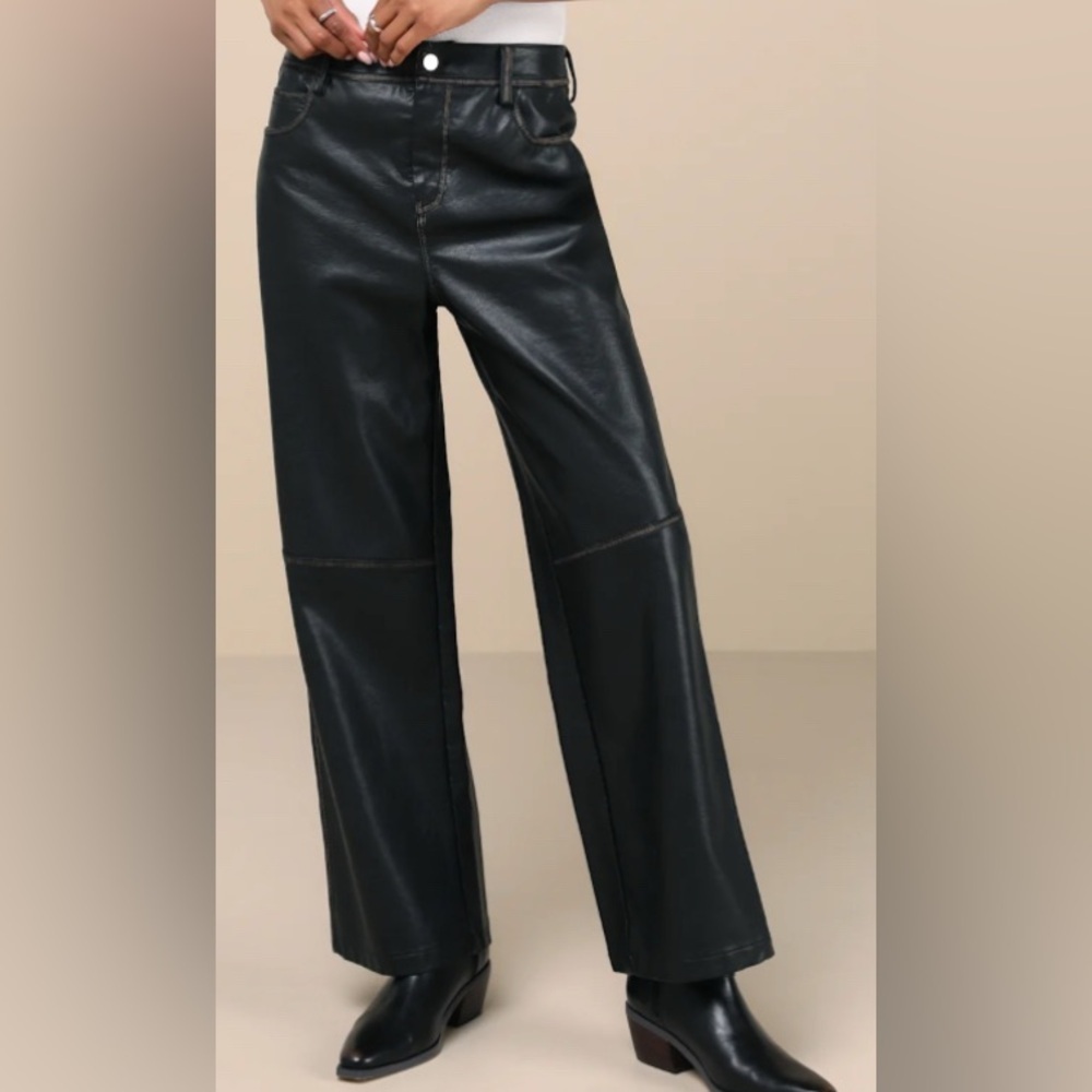 Lulus Faux Leather Pants Size Medium M Black NWT